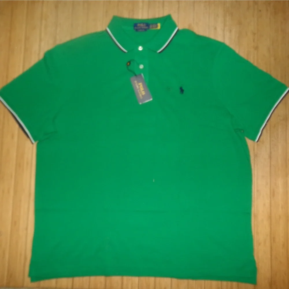 Polo Ralph Lauren Mens Green Classic Fit Tipped Short Sleeve Polo Shirt XXL NWT